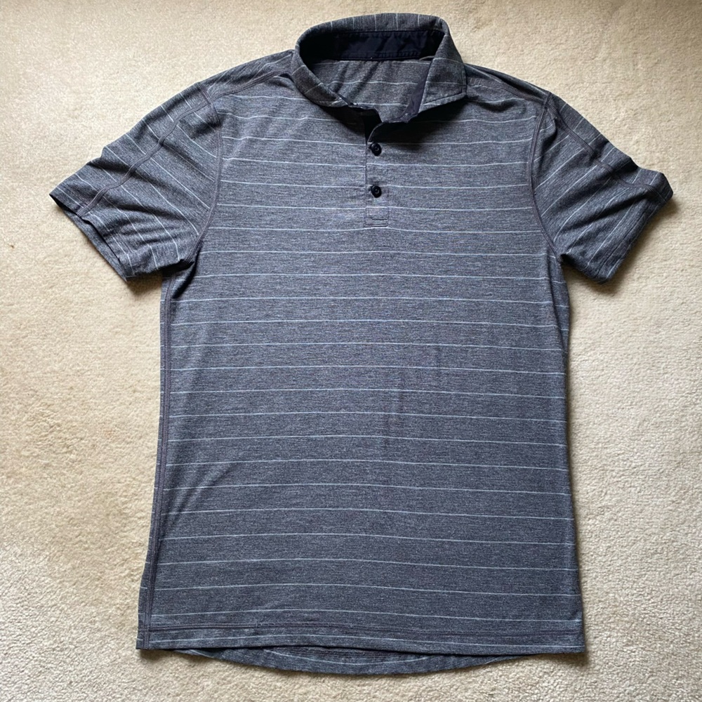 Lululemon Evolution Polo Shirt Mens Small Striped Golf Athletic Performance